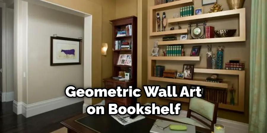 Geometric Wall Art on Bookshelf