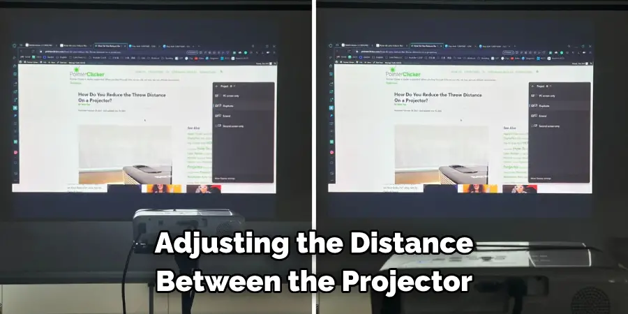 Adjusting the Distance Between the Projector