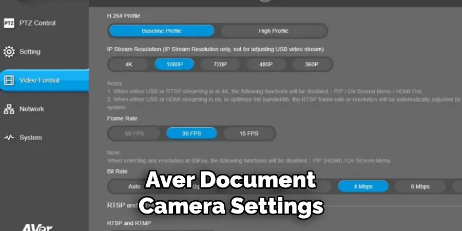 Aver Document Camera Settings